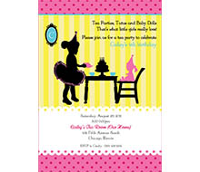 Tea Party with Baby Dolls & Tutus Birthday Party Printable Invitation - Bold Colors